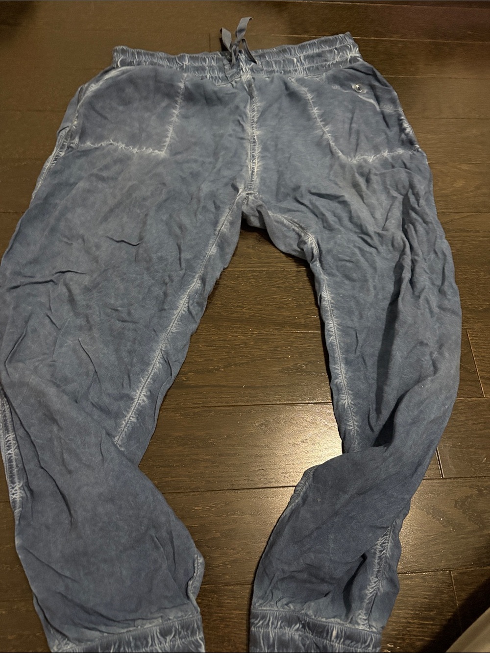 Casual Drawstring Jogger Pants - Washed Navy